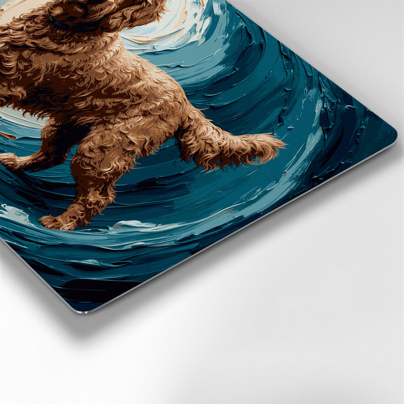 «Dogs Curly Coated Retriever», art mural en métal gris, H 24 po x l 36 po