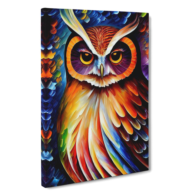 Portrait Of A Long Eared Owl No.9 - Wrapped Canvas, 50cm H x 35cm W x 3cm D