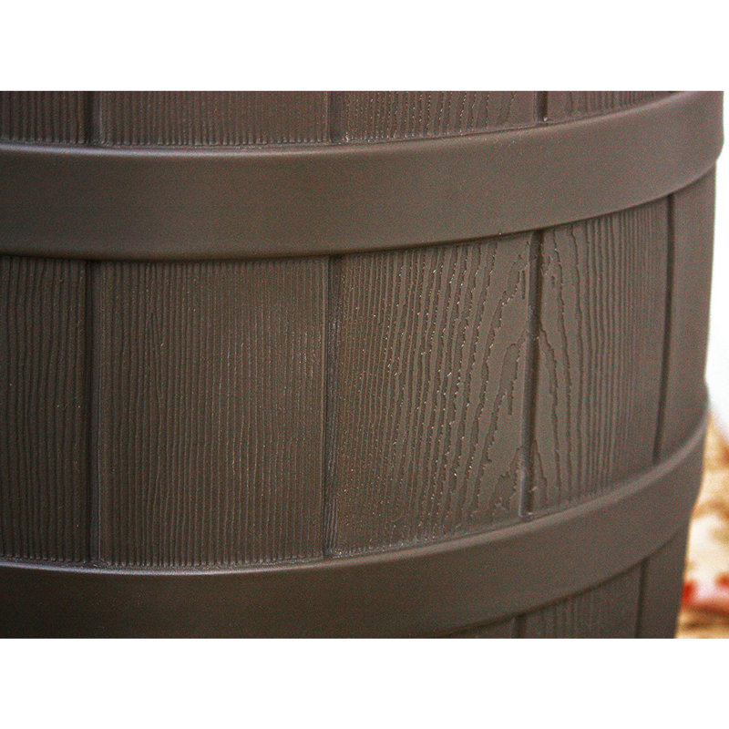 Good Ideas Plastic Drainable Dual Overflow Rain Barrel, Oak