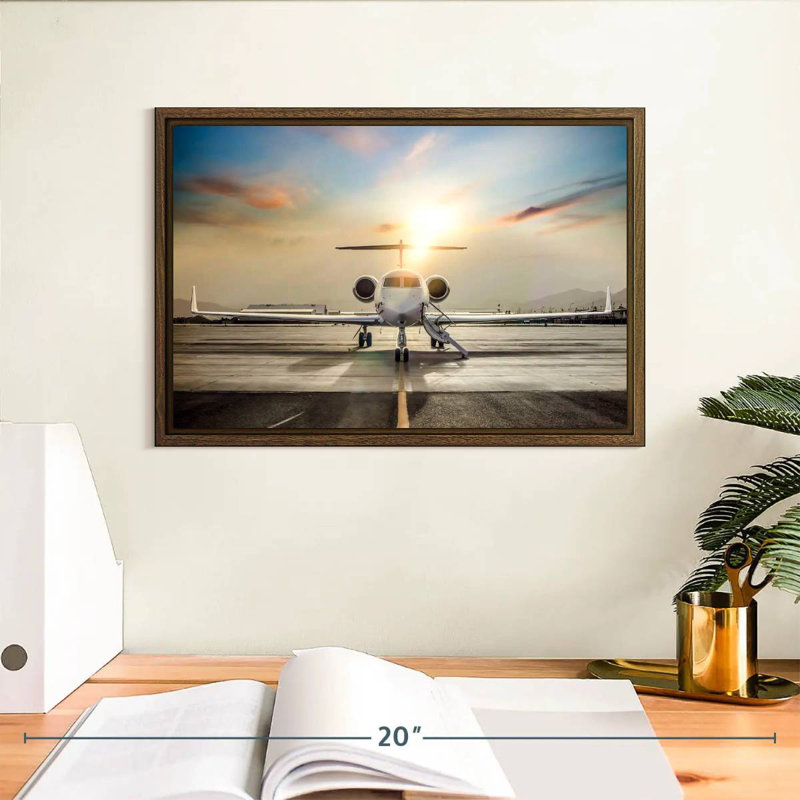 Avion privé, 13 po x 9 po, Cadre flottant noyer