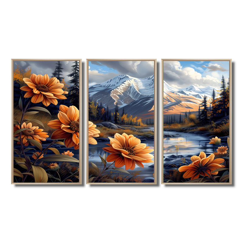 Alaska Denali National Park Flower Mountain River - Alaska, ensemble de décorations murales, H 28 po x l 12 po x P 1 po
