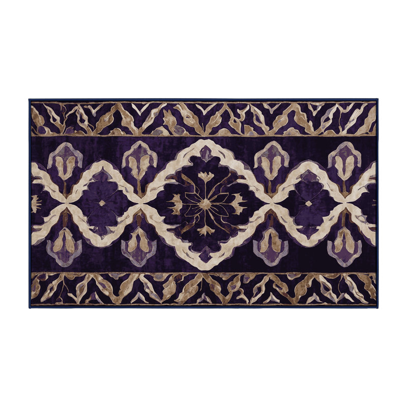 Machine Washable Purple Area Rug, Runner 2' x 4'