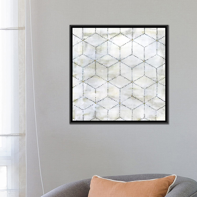 «Geometric VI», impression sur toile, H 37 po x l 37 po x P 1,5 po, Toile encadrée noire, Pas de tapis