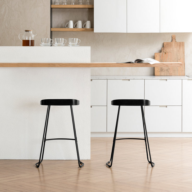 Racette Counter Stool with Metal Frame, Counter Stool (27" Seat Height), Black