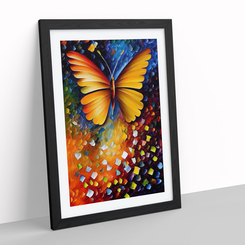 Solo Butterfly No.2 - Single Picture Frame Print, 64cm H x 46cm W x 2cm D, Black Framed