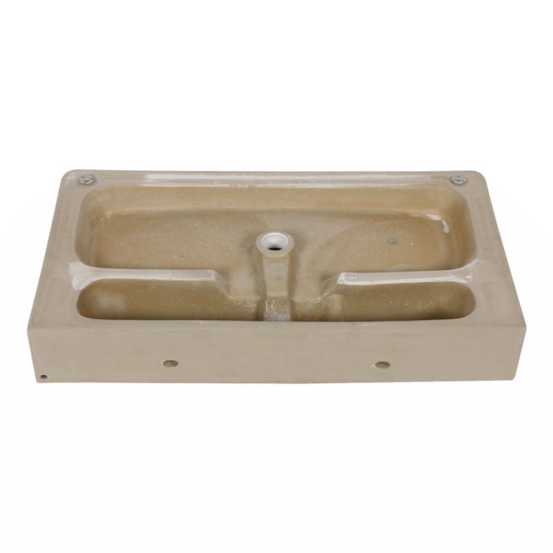 Glossy White Ceramic Rectangular Console Sink with Steel Legs
