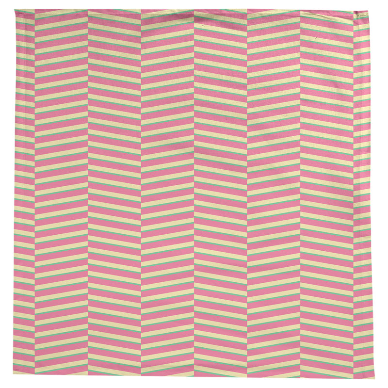 Dana Strider Two Colour Fractured Stripes Tablecloth, Pink/Green/Yellow