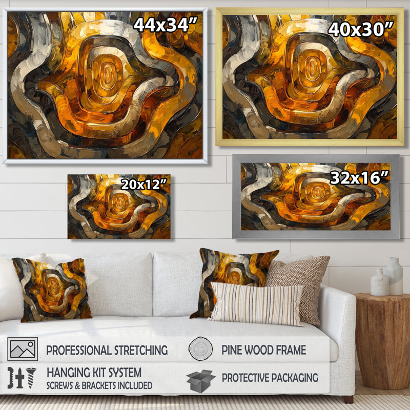 Lupo - Abstract Wall Art, H 16 po x l 32 po, Cadre flottant, Brun