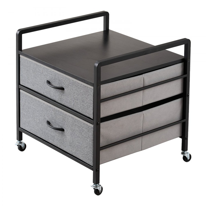 Mini Fridge Stand with Storage 176 lbs Mini Fridge Table 2 Drawers, Grey