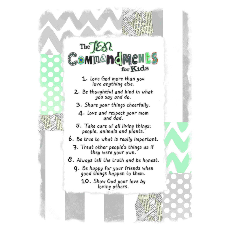 " Chevron Ten Commandments Mint ", 12" H x 8" W