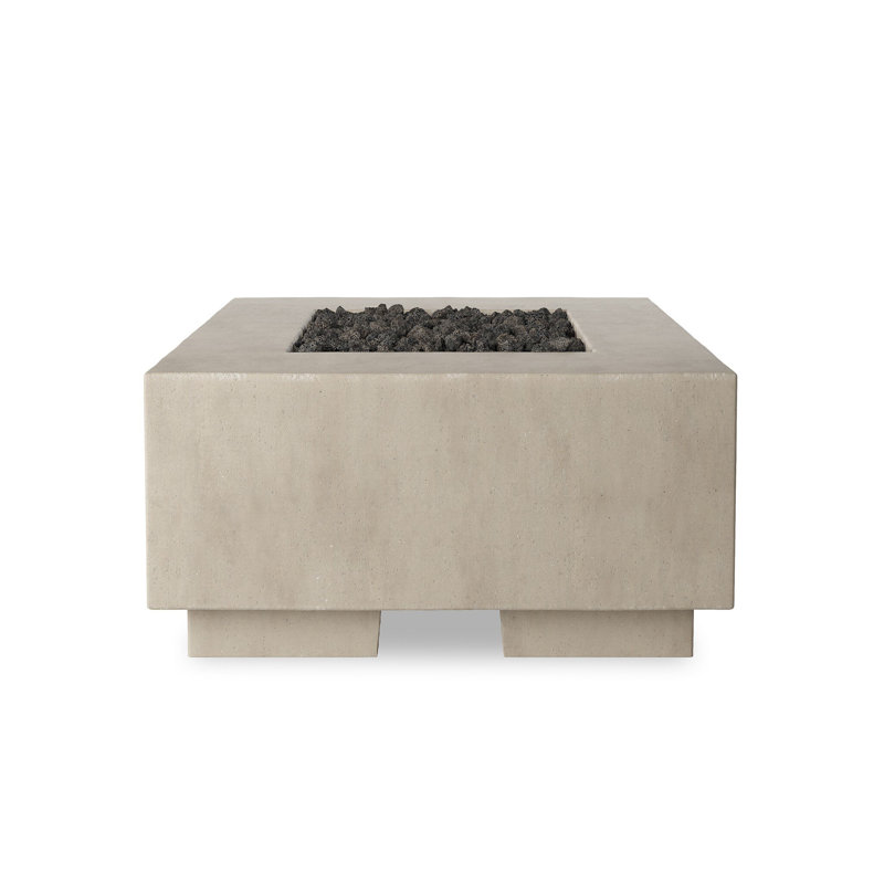 Kenton Outdoor 60" Concrete Fire Pit Table, Natural Concrete, Natural Gas