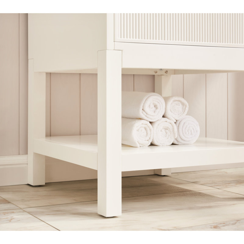Meuble-lavabo en bois massif blanc préassemblé de 20 po, lavabo intégré en céramique, pieds d'armoire amovibles, tablette réglable, montage sur porte adapté aux petites et élégantes salles de bain, hauteur du produit