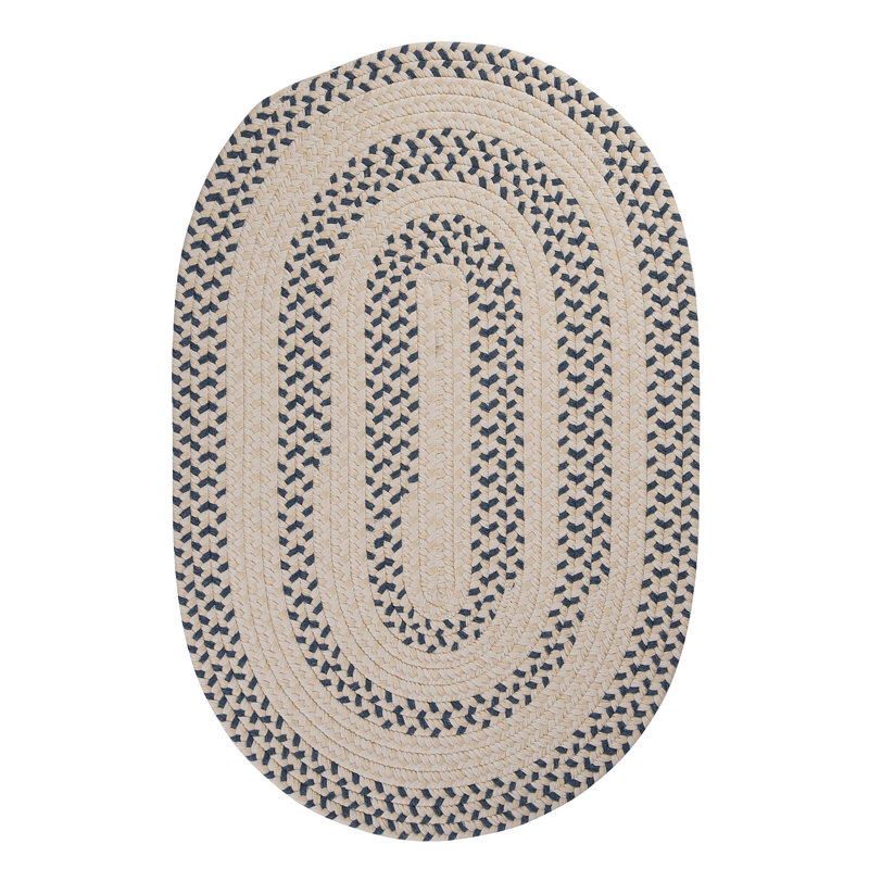 Tapis réversible en mélange de laine Talamantez - bleu denim, Rectangle 5 pi x 8 pi