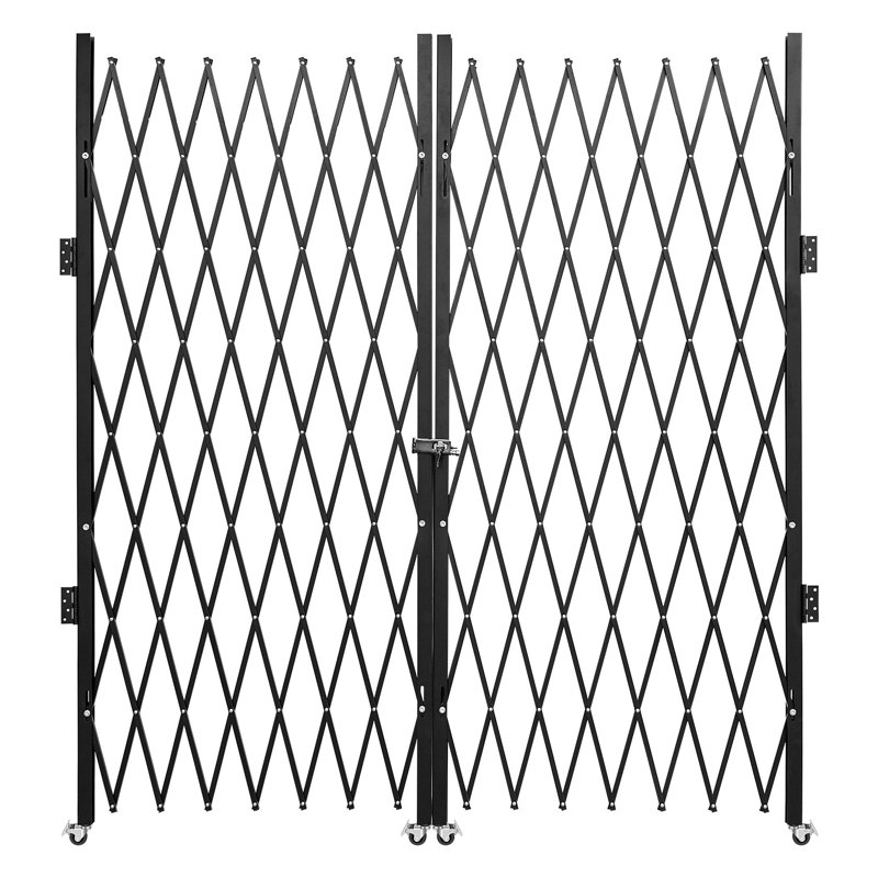 Barrière de sécurité robuste à double pliage - Barricade en acier extensible avec roulettes et système de verrouillage