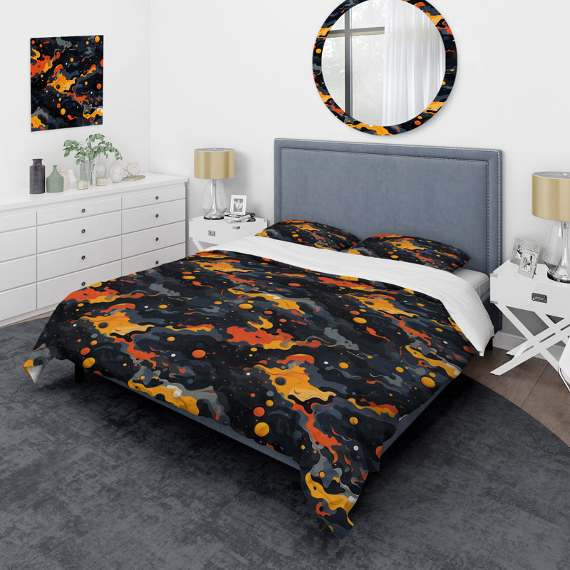 Cosmic Camo Odysses - Ensemble de housse de couette abstrait, Housse de couette pour très grand lit et 2 très