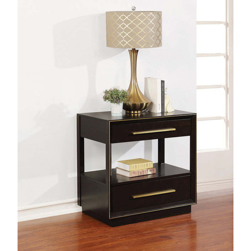 2 Drawers Nightstand With Shelf