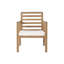 Ensemble de 2 fauteuils club d'extérieur, dossier à lattes, bois d'acacia brun, tissu blanc