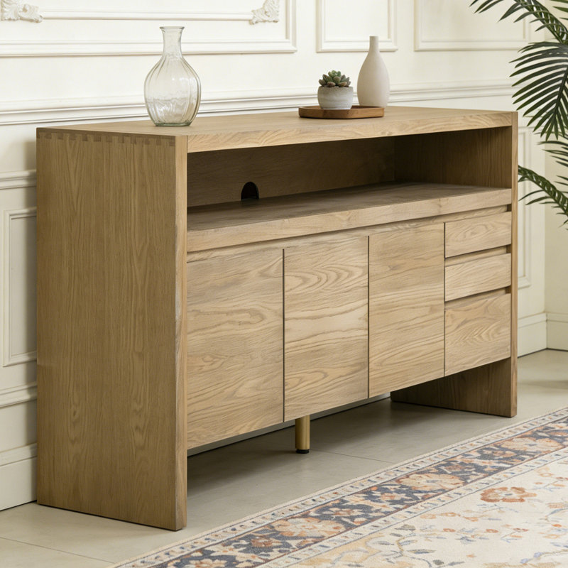 60" 3-Door Sideboard with 3 Drawers, Natural