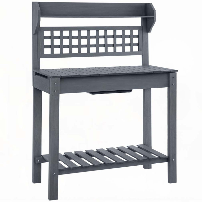 Outdoor Potting Bench Table, Gray
