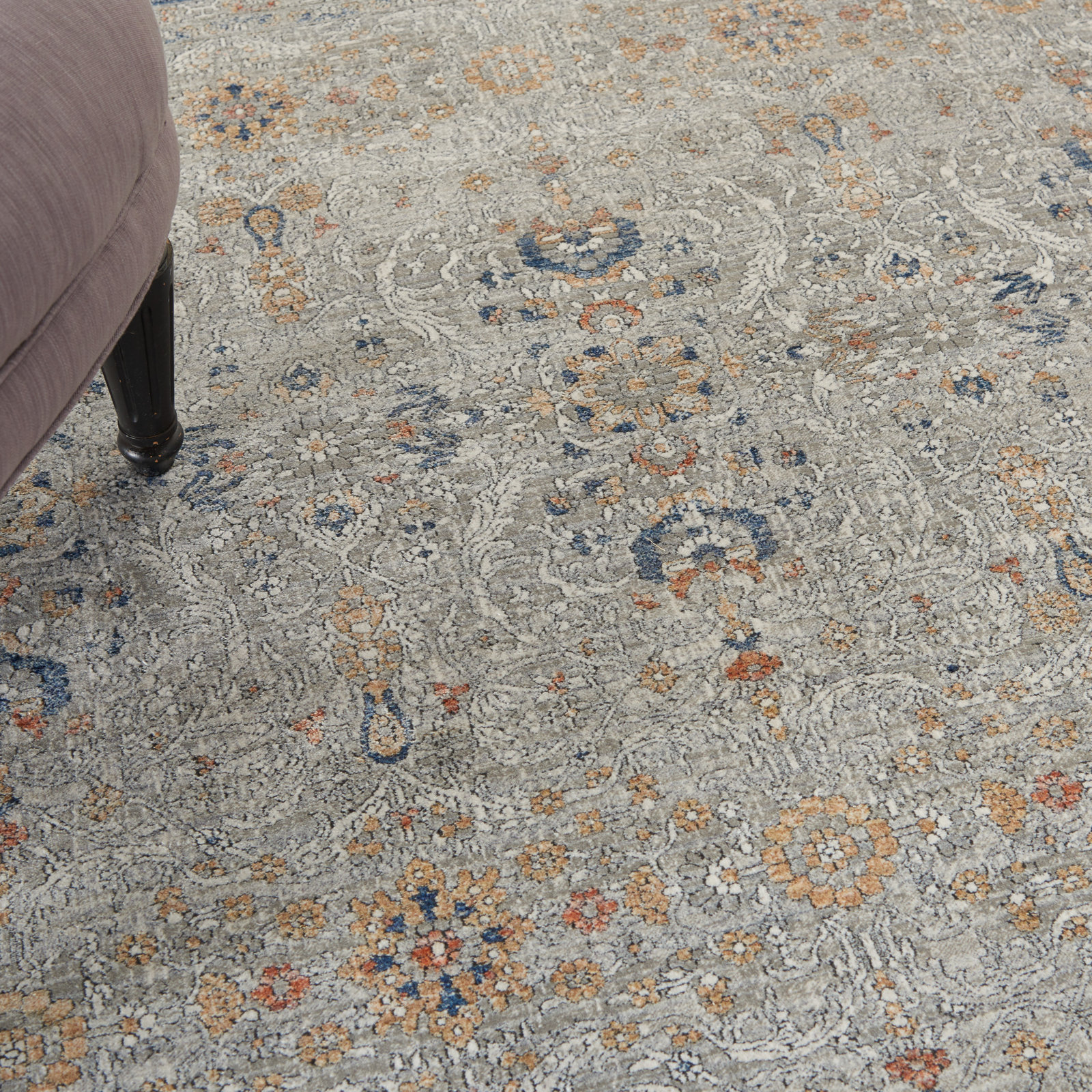 Tabitha Gray Blue Oriental Rug, Rectangle 5'3" x 7'3"