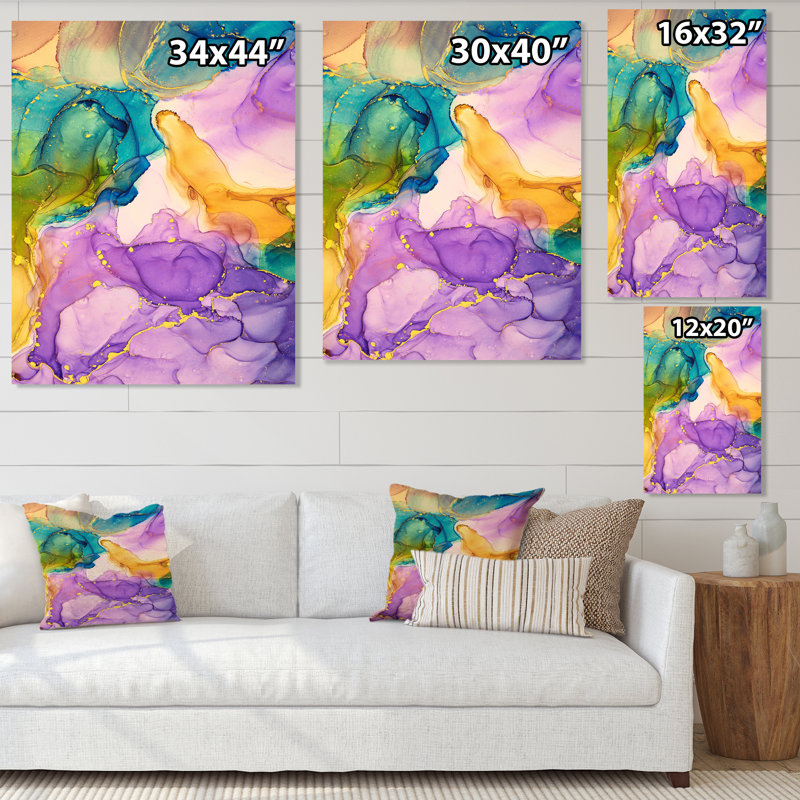 «Mauve, jaune et vert», reproduction d'art sur toile, H 20 po x l 12 po x P 1 po, Toile tendue