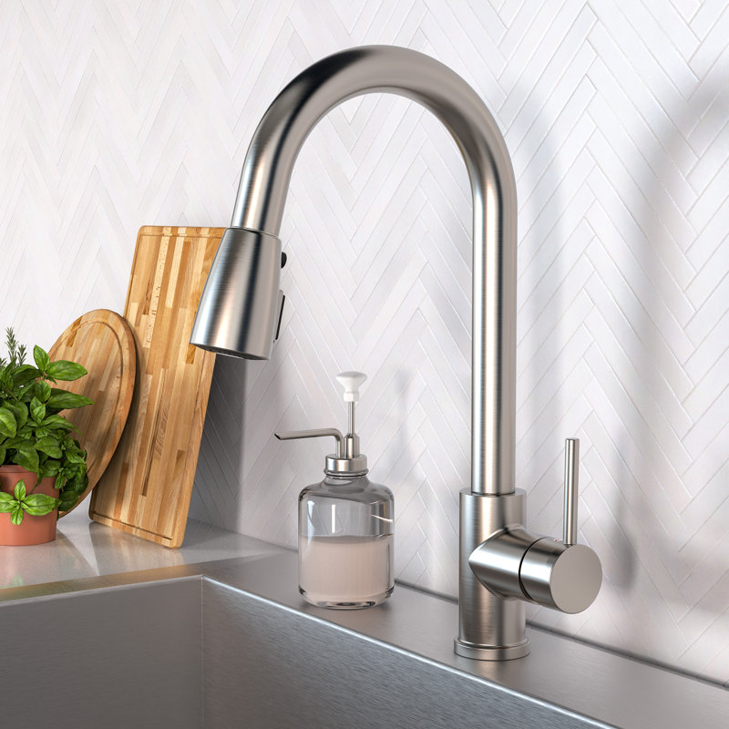 Keeney Bélanger Pull Down Kitchen Faucet, Brushed Nickel