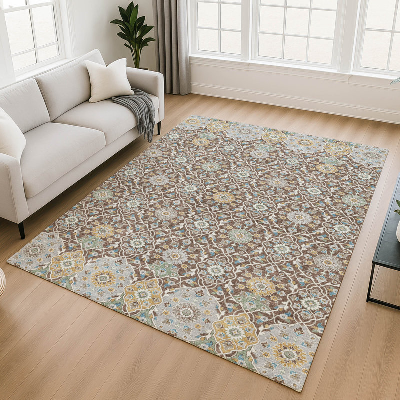 Premium Machine Washable Mayfield AMF2199 panel Rug, 8' x 10', Chocolate