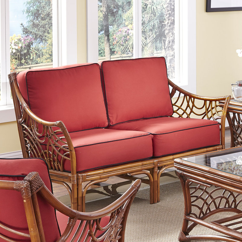 Rainey Upholstered 56.5'' Loveseat, Brown, Blue 100% Polyester