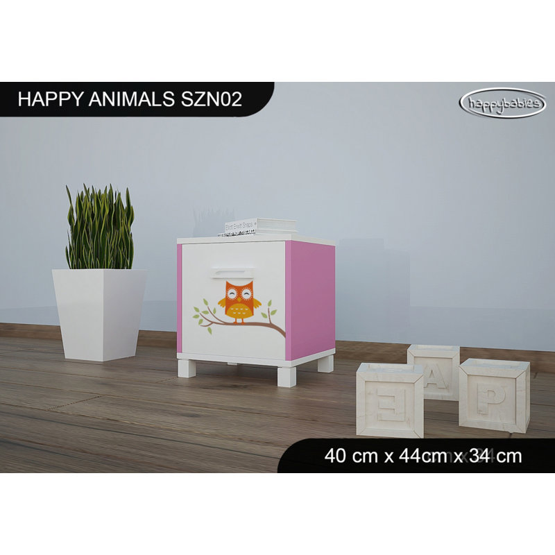 Nightstand, White/Pink
