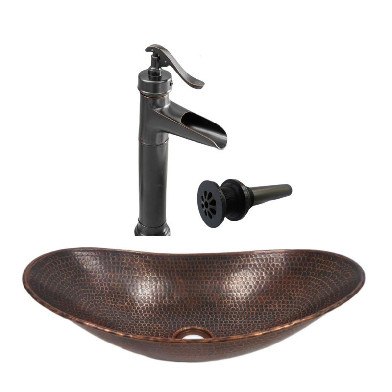 18" Brushed Copper Vessel Bath Sink Accessories Included