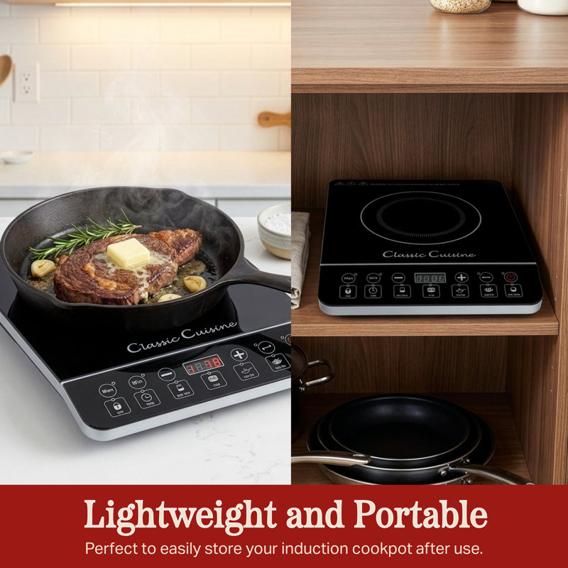 Induction Cooktop - Multifunctional 1800W Electric Stove Top - Hot Plate with Built-In Safety Tools and 10 Power Settings