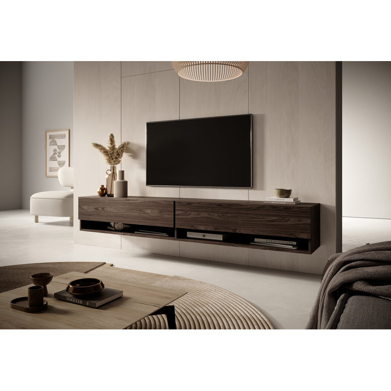 Hesketh Unfinished Floating TV Stand for TVs up to 75", Walnut