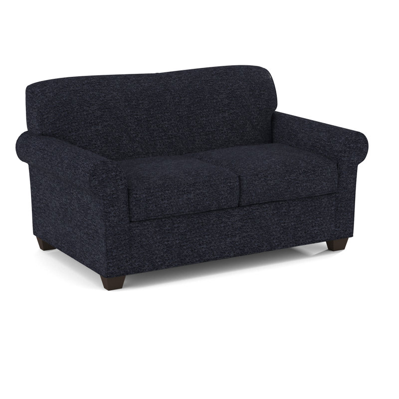 Finn 59" Rolled Arm Sofa Bed Loveseat with Reversible Cushions, Cafelle, Antic Lagoon
