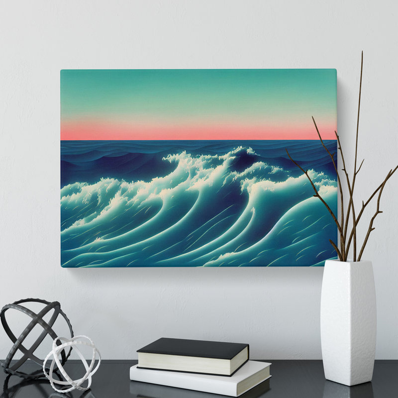 Ocean Wave Sunset Vol.3 - Wrapped Canvas, 35cm H x 50cm W x 3cm D