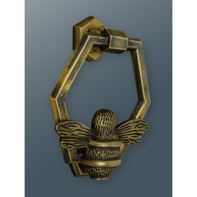 Jeannine Black Hexagon Bee Door Knocker, Bronze