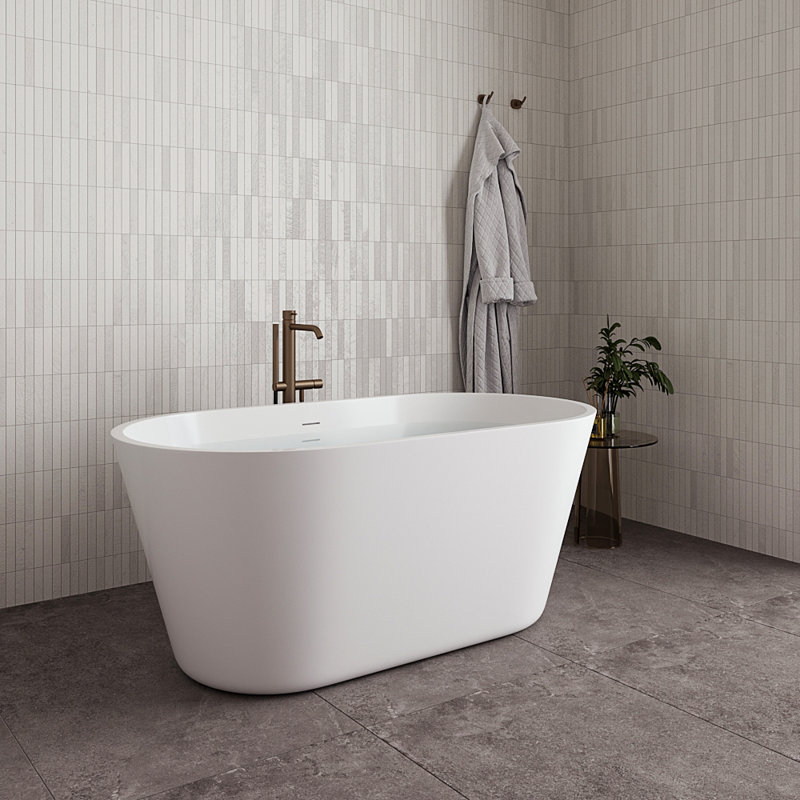 54" Streamline Soaking Freestanding Tub With Internal Drain, Brushed Gold