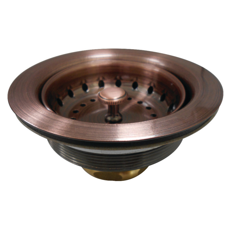 Kingston Brass Tacoma 3-1/2 Inch Kitchen Sink Basket Strainer Only, Antique Copper