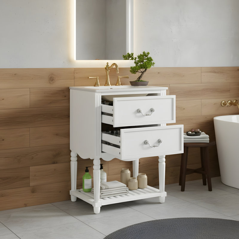 Meuble-lavabo rétro, Blanc