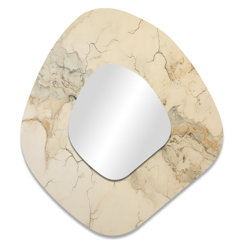 Miroir décoratif asymétrique en marbre Whitchurch Beige and White Marble River I, marbre, 35 po x 31 po