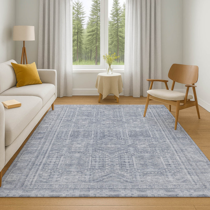 Premium Machine Washable Ashlynn Border Rug, Rectangle 10' x 14'