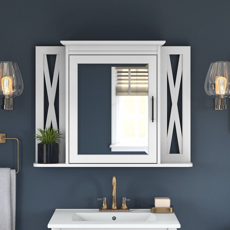 Altoona 11'' W 25'' H Framed Medicine Cabinet Mirror, White Ash