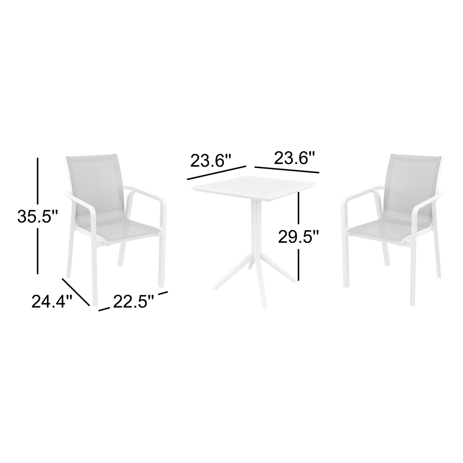 Farrah Square 2-Person Bistro Set, White