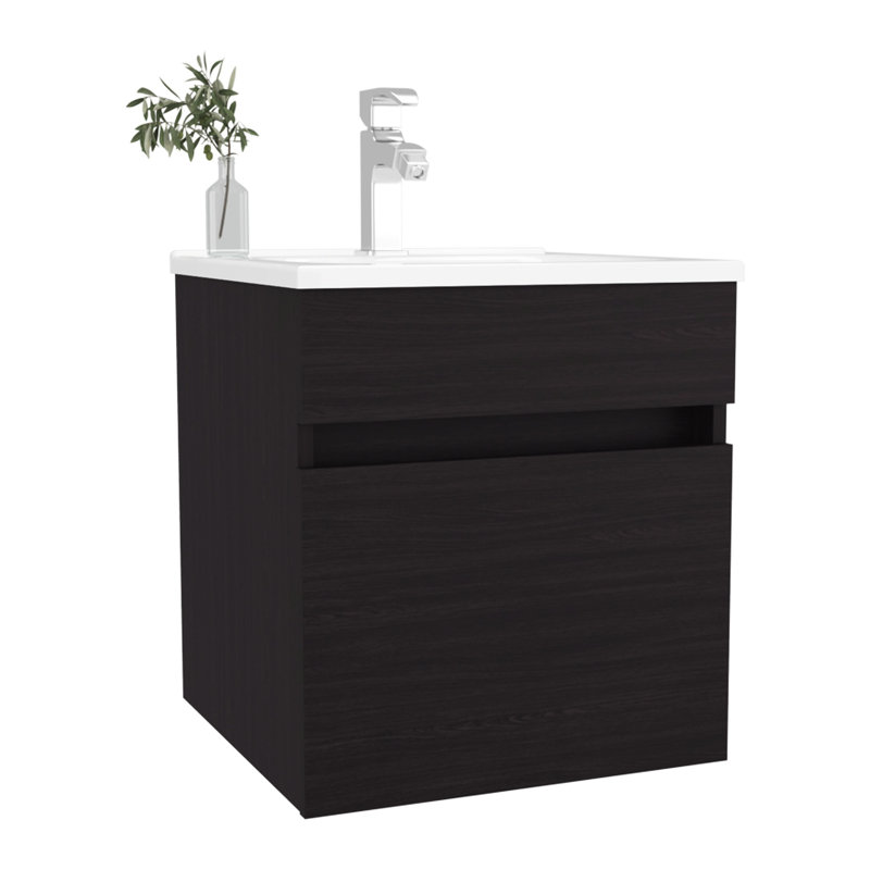 Meuble-lavabo flottant mural Finish, Wenge