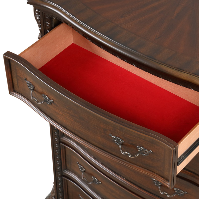 Commode Bharata à 5 tiroirs, noyer foncé