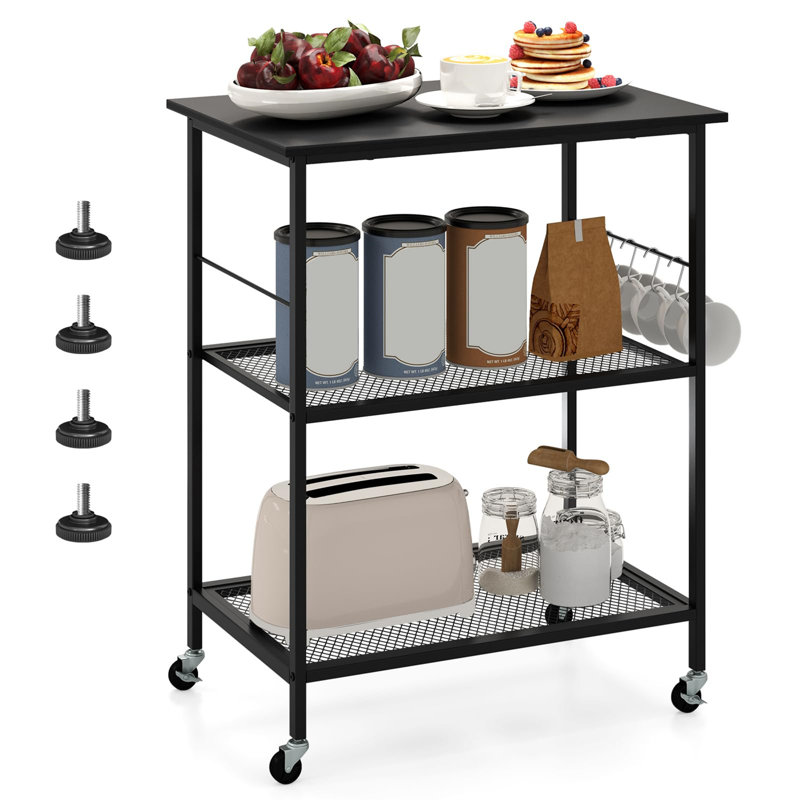 Aizak Kitchen Cart, Black