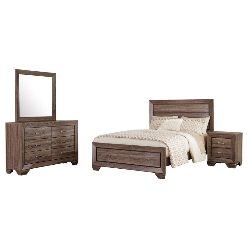 Ensemble de chambre avec grand lit 4 pièces Oatfield, Taupe, Grand lit