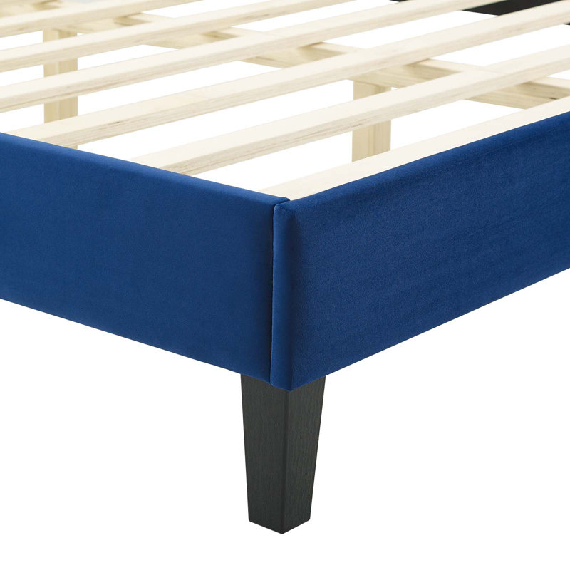 Lindsey Performance Velvet Full Platform Bed In Pink, Navy, King