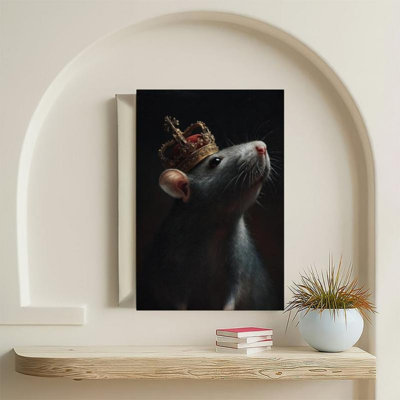 Whimsical Regal Crown Rat Canvas Print - Urban Studio