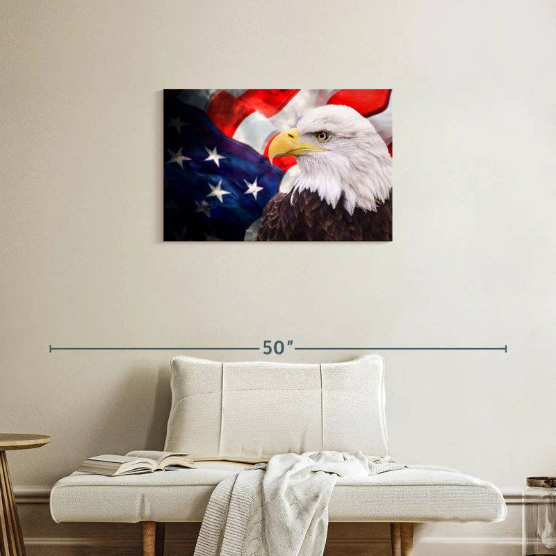 Drapeau des États-Unis et aigle américain, H 20 po x l 30 po