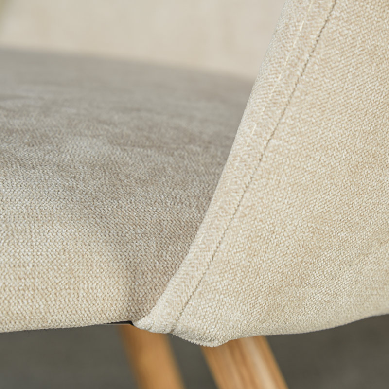 Chaises de salle à manger modernes avec tissu en chenille et pieds en métal d'aspect bois, disponibles en 2 couleurs, Biscuit